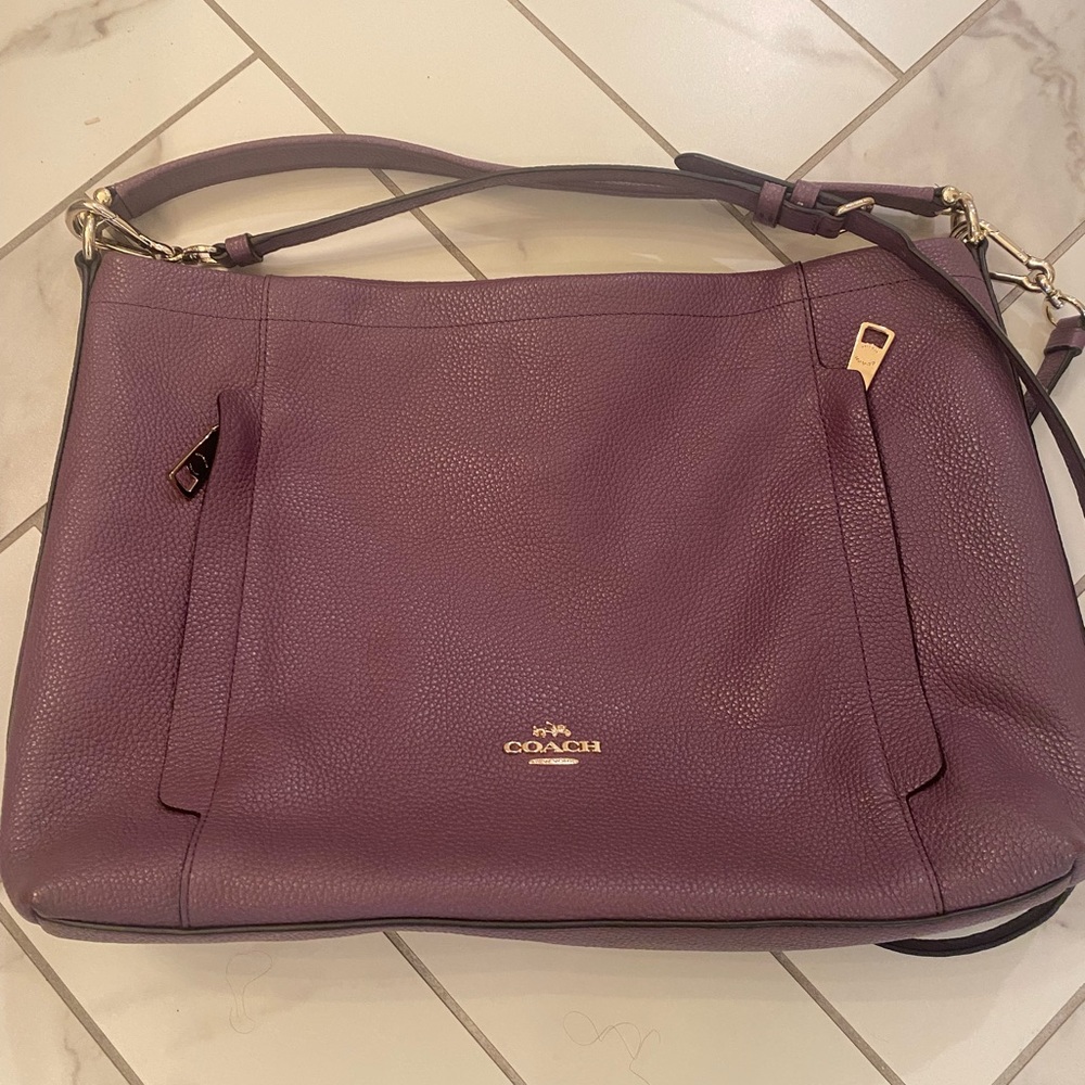 Coach Shoulder Bag in Plum Purple with Gold Hardware